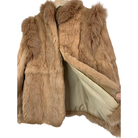 Vintage 80s Genuine Rabbit Tan Fur Jacket Korea Size Large RH10472 GUC - Picture 8 of 13